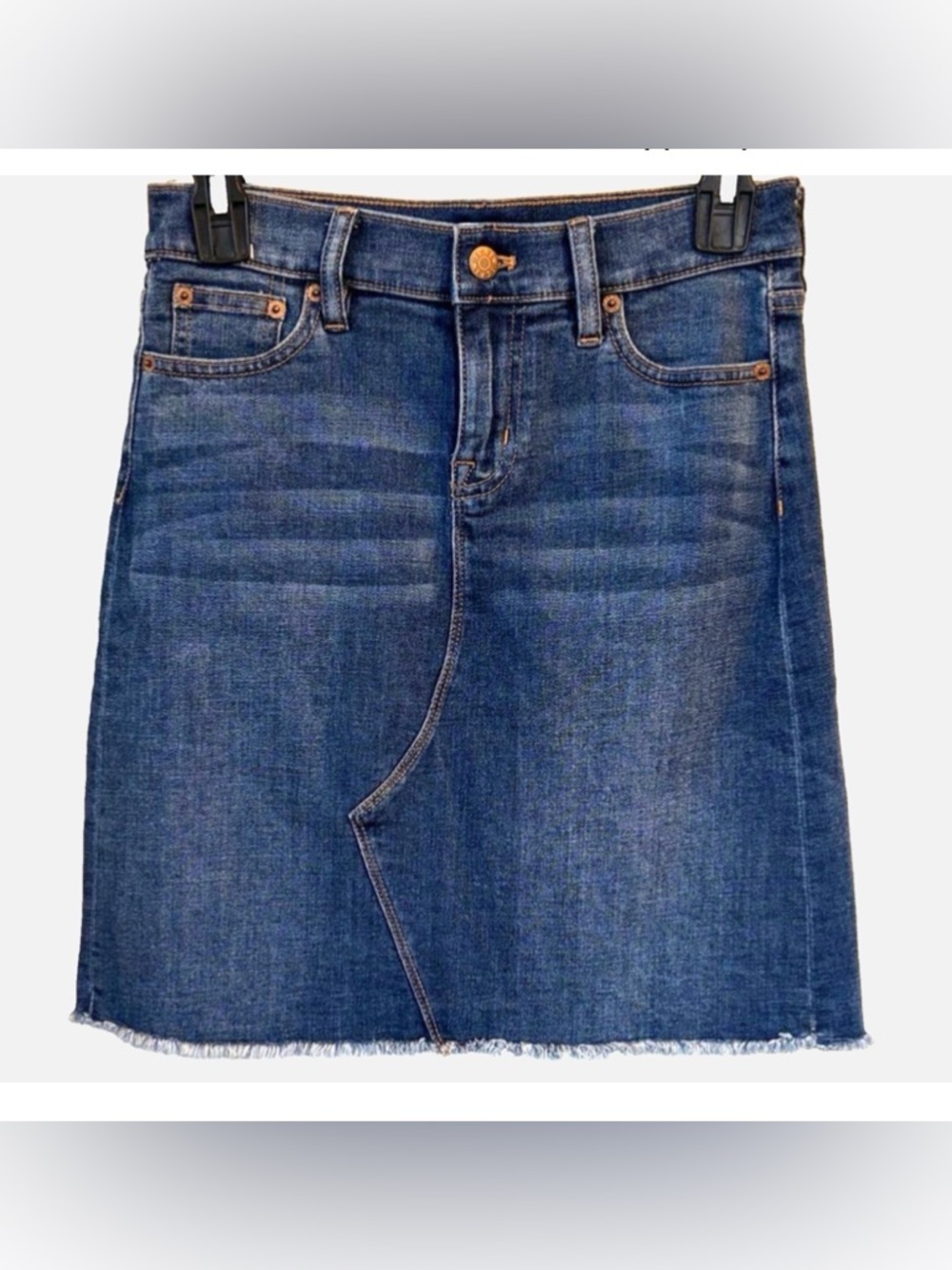 J.Crew Denim Mini A-Line Skirt Women’s Size 2 Raw Frayed Hem Stretch